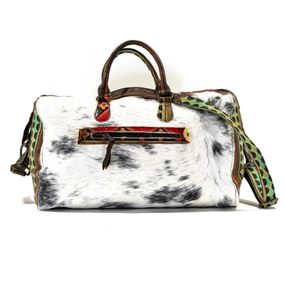 Duffel - Salt/Pepper w/ Santa Fe Navajo-Duffel-Western-Cowhide-Bags-Handmade-Products-Gifts-Dancing Cactus Designs