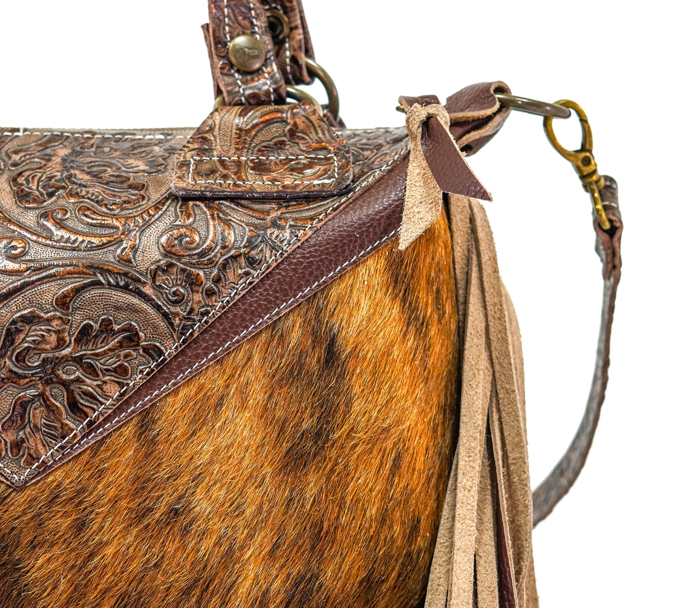 Fancy Annie - Brindle w/ Goldrush tool-Fancy Annie-Western-Cowhide-Bags-Handmade-Products-Gifts-Dancing Cactus Designs