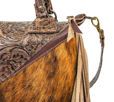 Fancy Annie - Brindle w/ Goldrush tool-Fancy Annie-Western-Cowhide-Bags-Handmade-Products-Gifts-Dancing Cactus Designs