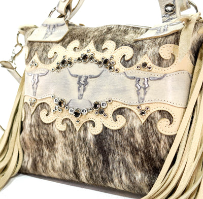 Fancy Annie - Light Brindle w/ Ghost Skulls-Fancy Annie-Western-Cowhide-Bags-Handmade-Products-Gifts-Dancing Cactus Designs