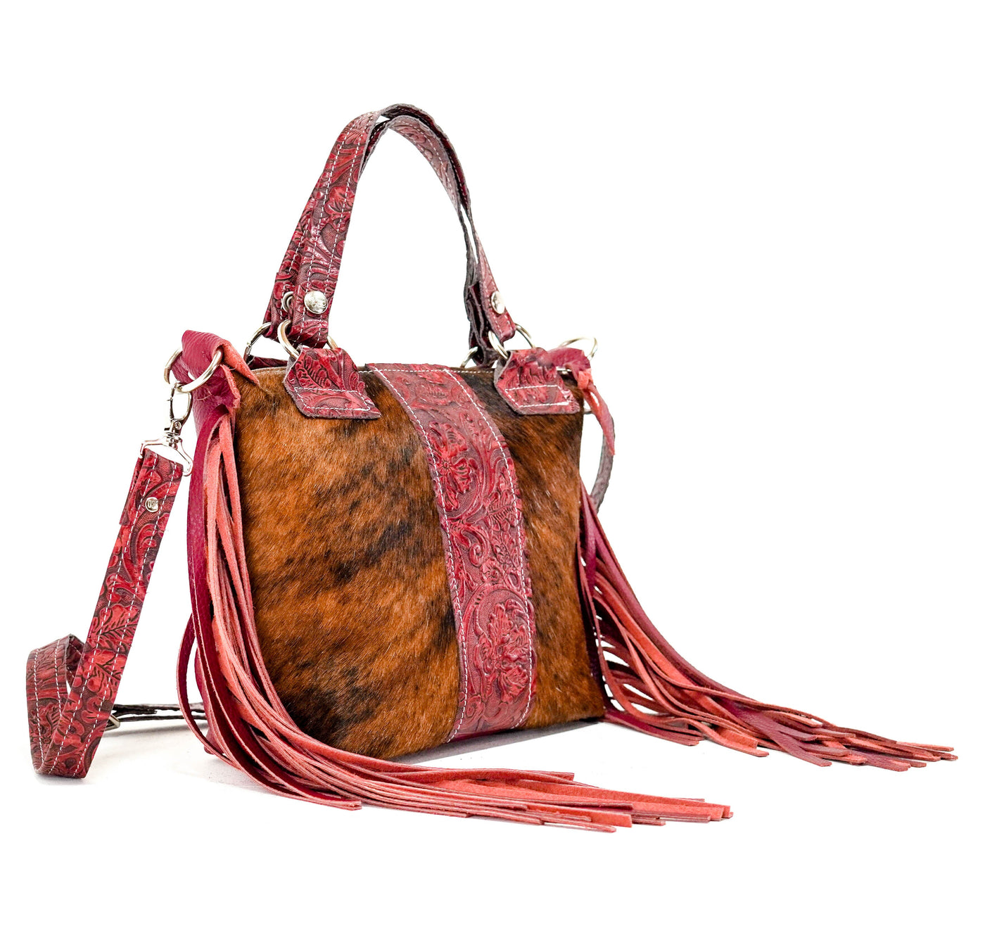 Fancy Annie - Red Brindle w/ Red Tool-Fancy Annie-Western-Cowhide-Bags-Handmade-Products-Gifts-Dancing Cactus Designs