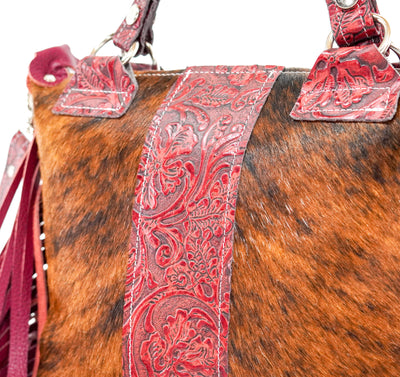 Fancy Annie - Red Brindle w/ Red Tool-Fancy Annie-Western-Cowhide-Bags-Handmade-Products-Gifts-Dancing Cactus Designs