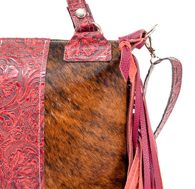 Fancy Annie - Red Brindle w/ Red Tool-Fancy Annie-Western-Cowhide-Bags-Handmade-Products-Gifts-Dancing Cactus Designs