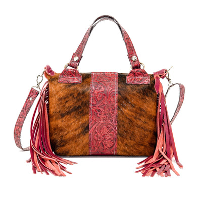 Fancy Annie - Red Brindle w/ Red Tool-Fancy Annie-Western-Cowhide-Bags-Handmade-Products-Gifts-Dancing Cactus Designs