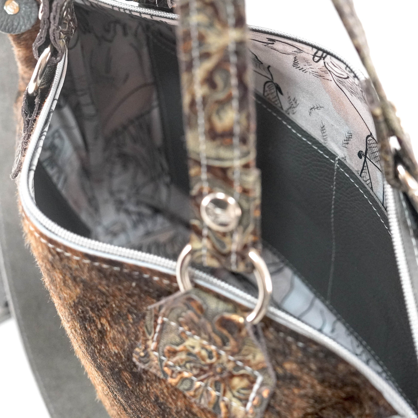 Fancy Oakley - Brindle w/ Gilded Tool-Fancy Oakley-Western-Cowhide-Bags-Handmade-Products-Gifts-Dancing Cactus Designs