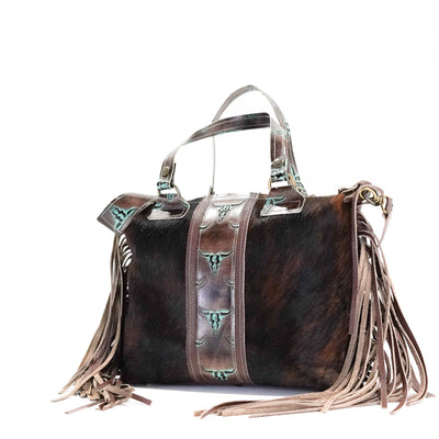 Fancy Oakley - Dark Brindle w/ Mint Chocolate Skulls-Fancy Oakley-Western-Cowhide-Bags-Handmade-Products-Gifts-Dancing Cactus Designs