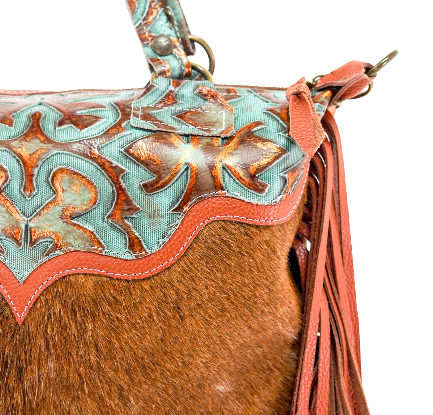 Fancy Oakley - Longhorn w/ Patriot Laredo-Oakley-Western-Cowhide-Bags-Handmade-Products-Gifts-Dancing Cactus Designs