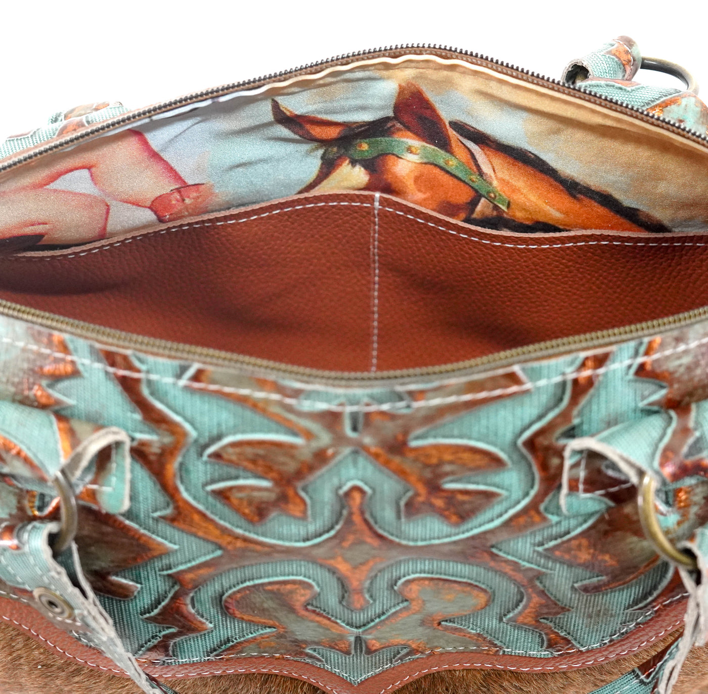 Fancy Oakley - Longhorn w/ Patriot Laredo-Oakley-Western-Cowhide-Bags-Handmade-Products-Gifts-Dancing Cactus Designs