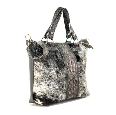 Fancy Oakley - Salt & Pepper w/ Smoke Show Croc-Fancy Oakley-Western-Cowhide-Bags-Handmade-Products-Gifts-Dancing Cactus Designs