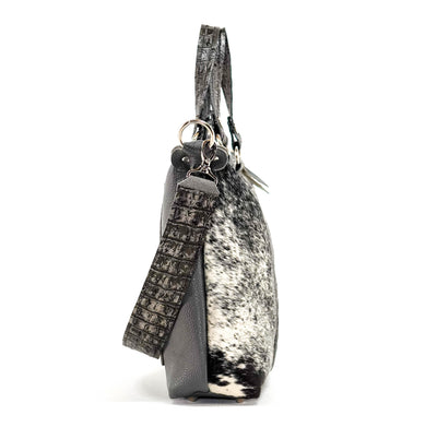 Fancy Oakley - Salt & Pepper w/ Smoke Show Croc-Fancy Oakley-Western-Cowhide-Bags-Handmade-Products-Gifts-Dancing Cactus Designs