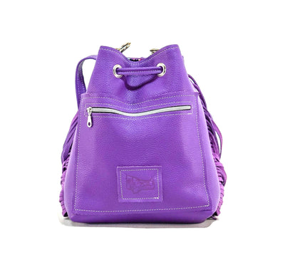 Gabby - Salt & Pepper w/ Purple Leather-Gabby-Western-Cowhide-Bags-Handmade-Products-Gifts-Dancing Cactus Designs