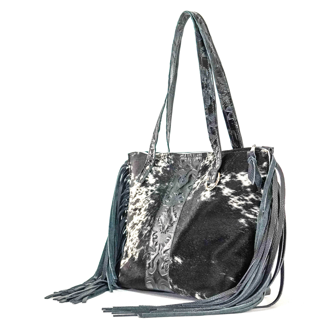 June - Black & White w/ Black Laredo-June-Western-Cowhide-Bags-Handmade-Products-Gifts-Dancing Cactus Designs