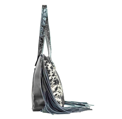 June - Black & White w/ Black Laredo-June-Western-Cowhide-Bags-Handmade-Products-Gifts-Dancing Cactus Designs
