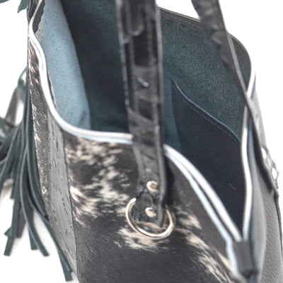 June - Black & White w/ Black Laredo-June-Western-Cowhide-Bags-Handmade-Products-Gifts-Dancing Cactus Designs
