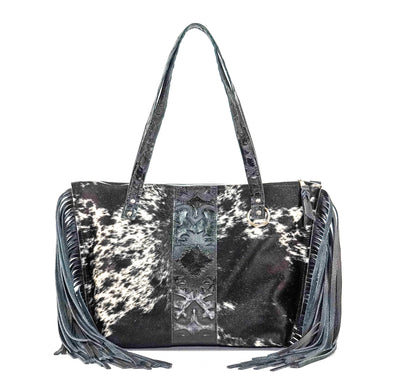 June - Black & White w/ Black Laredo-June-Western-Cowhide-Bags-Handmade-Products-Gifts-Dancing Cactus Designs