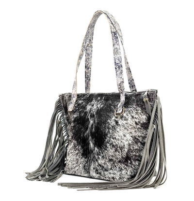 June - Black & White w/ No Embossed-June-Western-Cowhide-Bags-Handmade-Products-Gifts-Dancing Cactus Designs