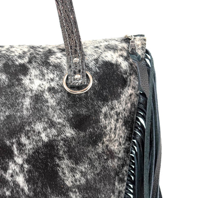 June - Black & White w/ No Embossed-June-Western-Cowhide-Bags-Handmade-Products-Gifts-Dancing Cactus Designs