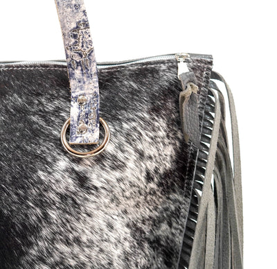 June - Black & White w/ No Embossed-June-Western-Cowhide-Bags-Handmade-Products-Gifts-Dancing Cactus Designs