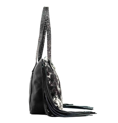 June - Black & White w/ No Embossed-June-Western-Cowhide-Bags-Handmade-Products-Gifts-Dancing Cactus Designs