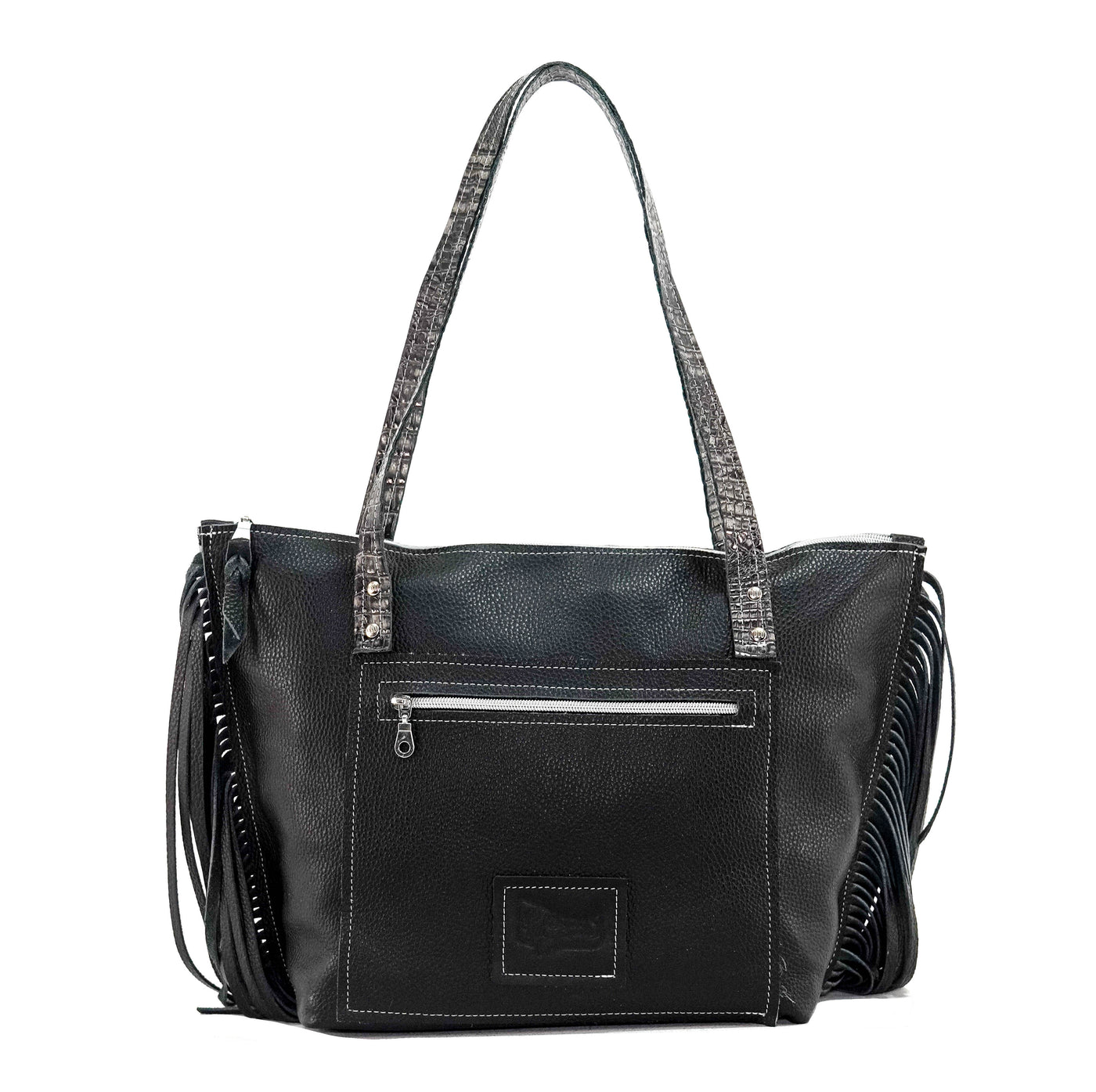 June - Black & White w/ No Embossed-June-Western-Cowhide-Bags-Handmade-Products-Gifts-Dancing Cactus Designs