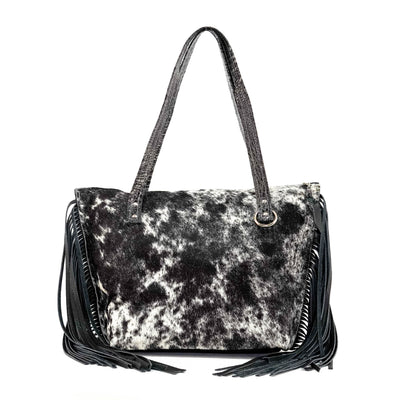 June - Black & White w/ No Embossed-June-Western-Cowhide-Bags-Handmade-Products-Gifts-Dancing Cactus Designs