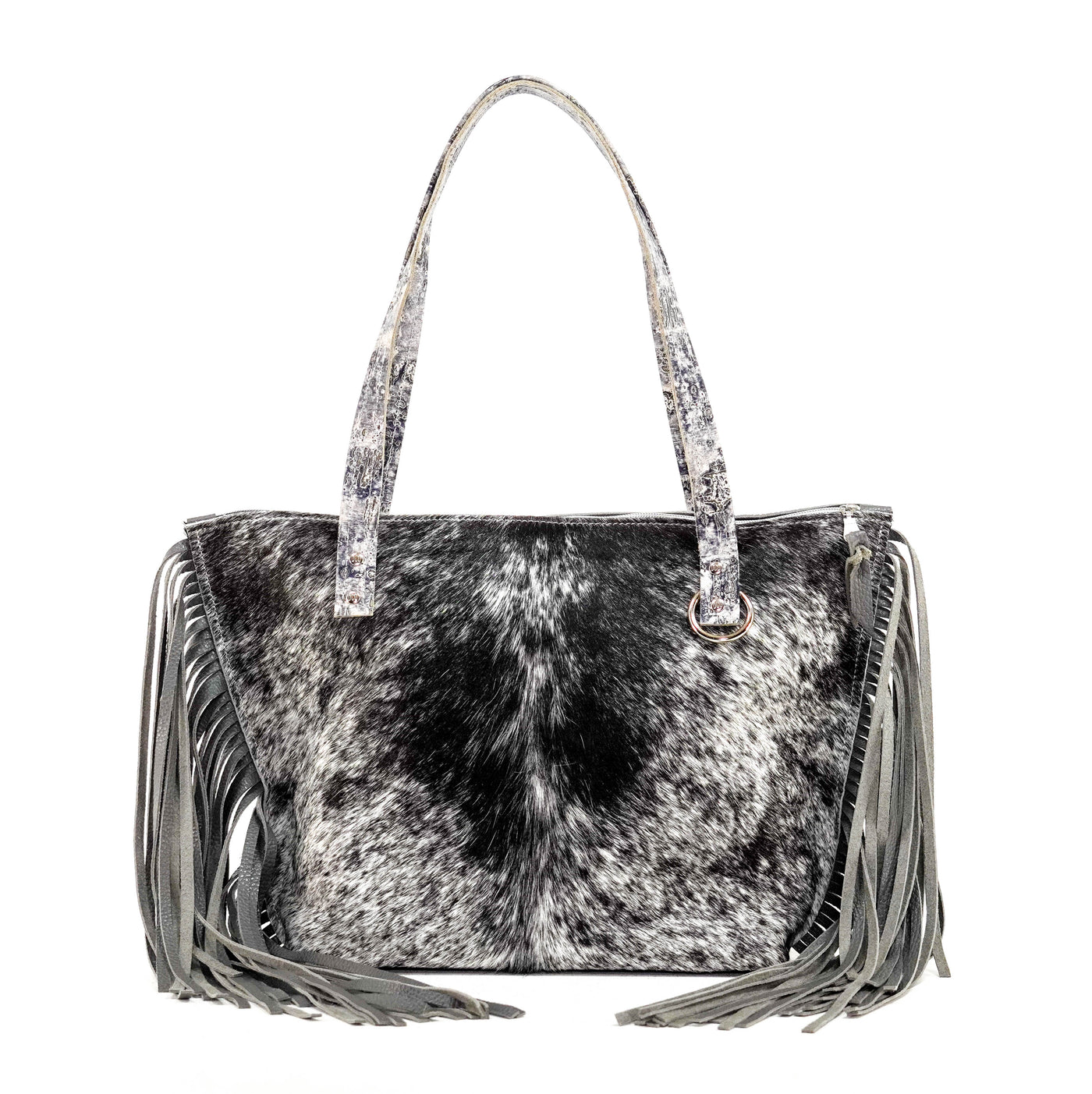 June - Black & White w/ No Embossed-June-Western-Cowhide-Bags-Handmade-Products-Gifts-Dancing Cactus Designs
