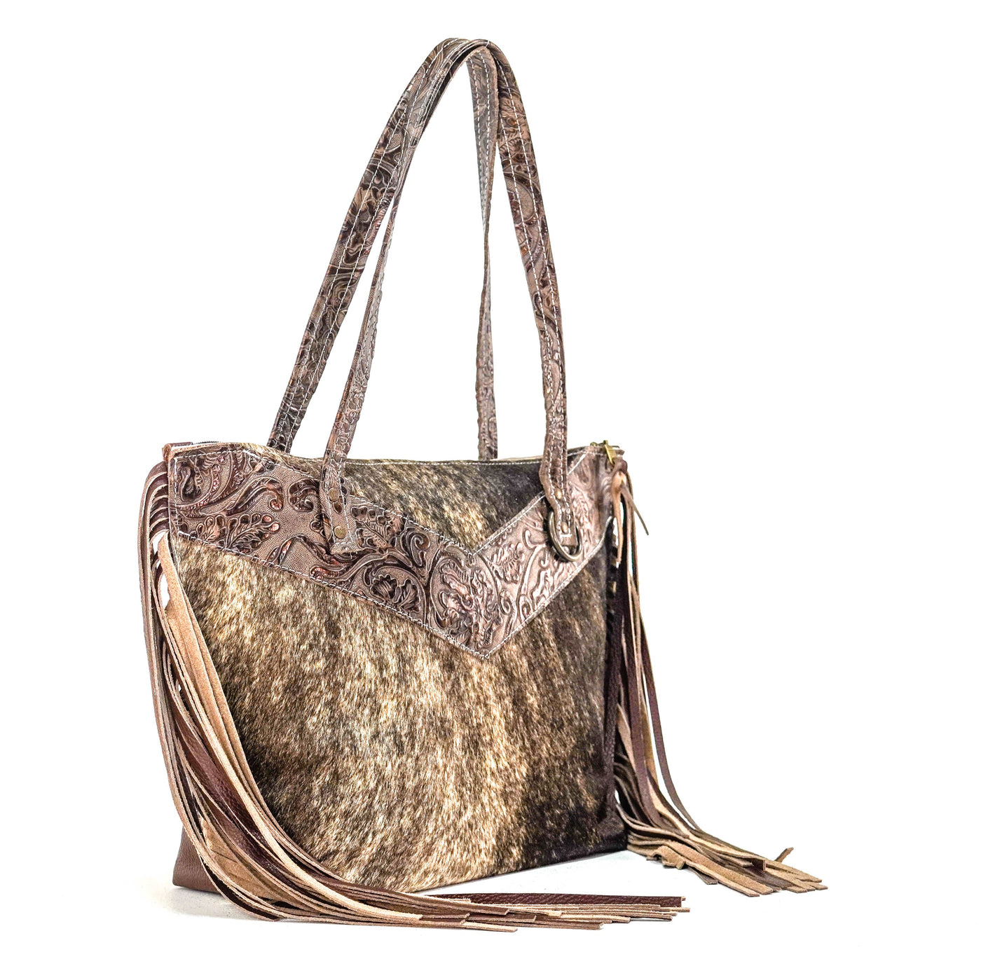June - Brindle w/ Gold Rush Tool-June-Western-Cowhide-Bags-Handmade-Products-Gifts-Dancing Cactus Designs
