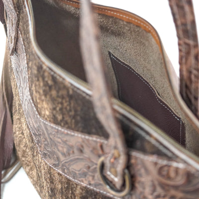 June - Brindle w/ Gold Rush Tool-June-Western-Cowhide-Bags-Handmade-Products-Gifts-Dancing Cactus Designs