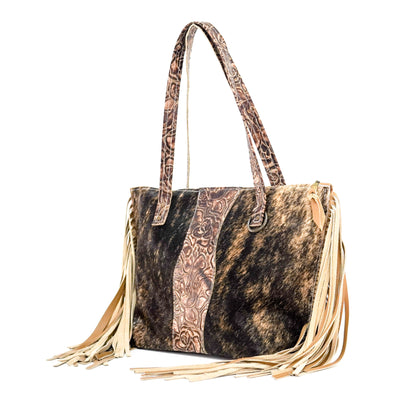 June - Brindle w/ Toasted Roses-June-Western-Cowhide-Bags-Handmade-Products-Gifts-Dancing Cactus Designs