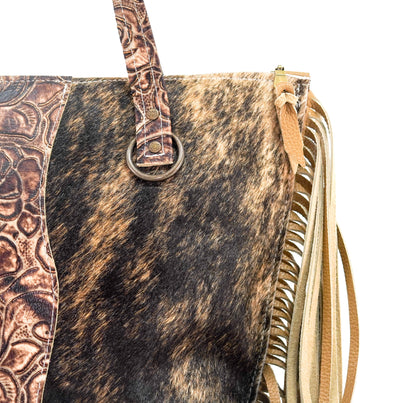 June - Brindle w/ Toasted Roses-June-Western-Cowhide-Bags-Handmade-Products-Gifts-Dancing Cactus Designs