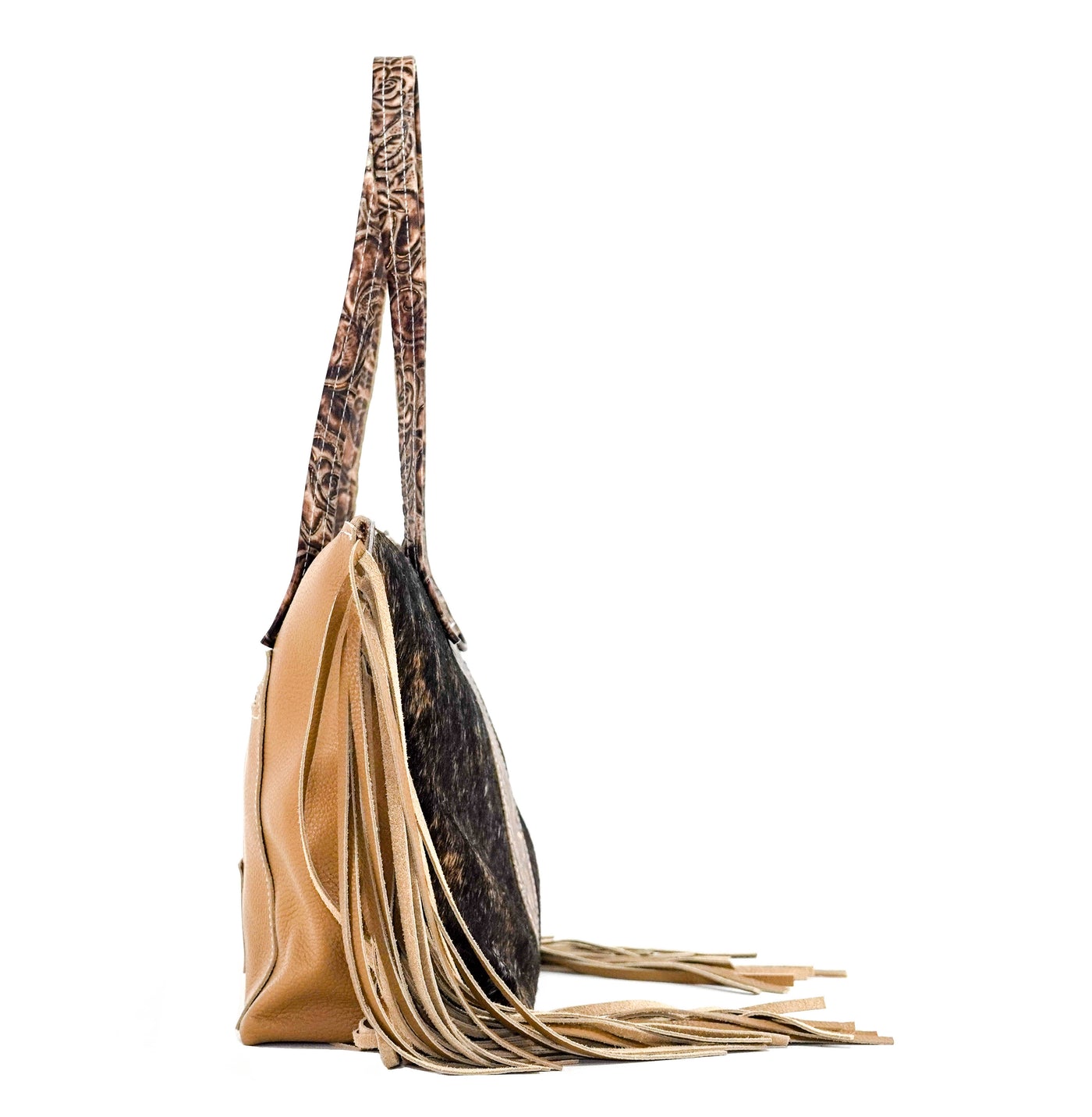 June - Brindle w/ Toasted Roses-June-Western-Cowhide-Bags-Handmade-Products-Gifts-Dancing Cactus Designs