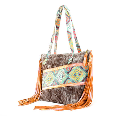 June - Roan w/ Rainbow Aztec-June-Western-Cowhide-Bags-Handmade-Products-Gifts-Dancing Cactus Designs