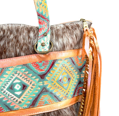 June - Roan w/ Rainbow Aztec-June-Western-Cowhide-Bags-Handmade-Products-Gifts-Dancing Cactus Designs