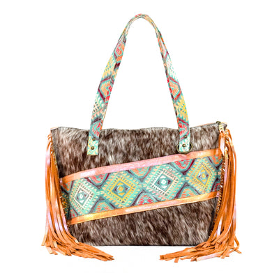 June - Roan w/ Rainbow Aztec-June-Western-Cowhide-Bags-Handmade-Products-Gifts-Dancing Cactus Designs