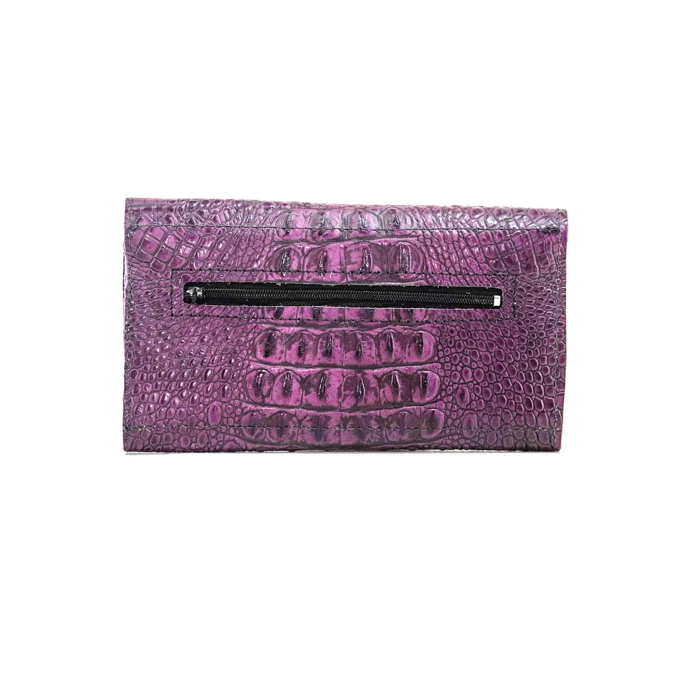Kacey Wallet - All Embossed w/ Amethyst Croc-Kacey Wallet-Western-Cowhide-Bags-Handmade-Products-Gifts-Dancing Cactus Designs