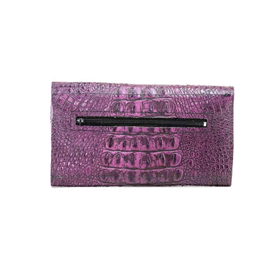 Kacey Wallet - All Embossed w/ Amethyst Croc-Kacey Wallet-Western-Cowhide-Bags-Handmade-Products-Gifts-Dancing Cactus Designs