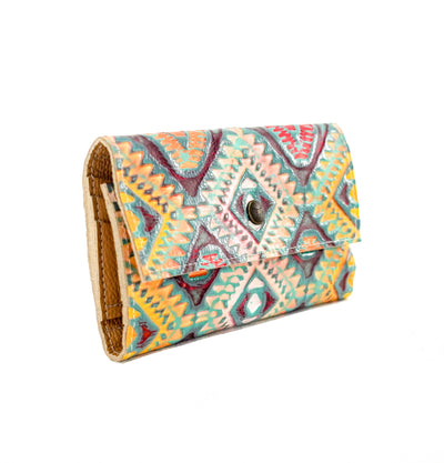Kacey Wallet - All Embossed w/ Rainbow Aztec-Kacey Wallet-Western-Cowhide-Bags-Handmade-Products-Gifts-Dancing Cactus Designs