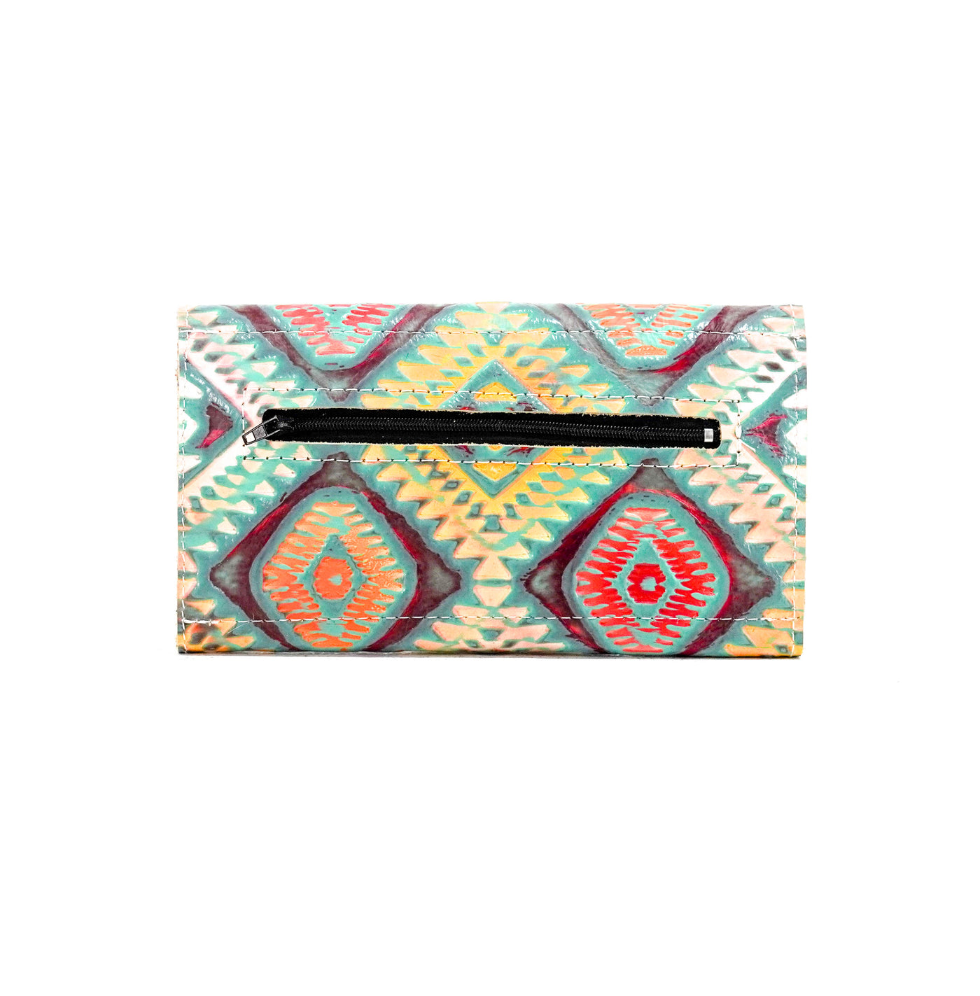 Kacey Wallet - All Embossed w/ Rainbow Aztec-Kacey Wallet-Western-Cowhide-Bags-Handmade-Products-Gifts-Dancing Cactus Designs