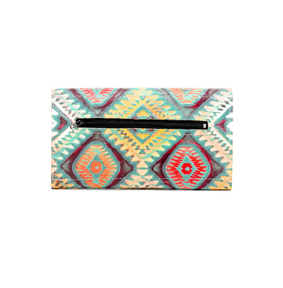 Kacey Wallet - All Embossed w/ Rainbow Aztec-Kacey Wallet-Western-Cowhide-Bags-Handmade-Products-Gifts-Dancing Cactus Designs