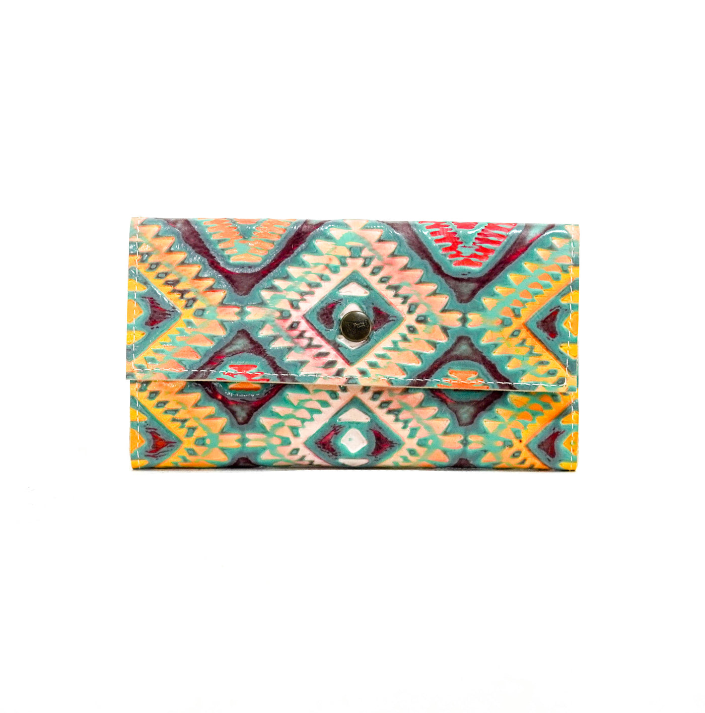 Kacey Wallet - All Embossed w/ Rainbow Aztec-Kacey Wallet-Western-Cowhide-Bags-Handmade-Products-Gifts-Dancing Cactus Designs