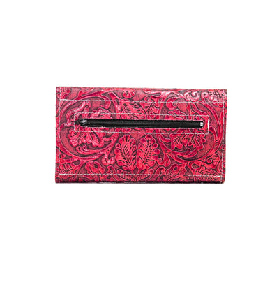 Kacey Wallet - All Embossed w/ Red Tool-Kacey Wallet-Western-Cowhide-Bags-Handmade-Products-Gifts-Dancing Cactus Designs