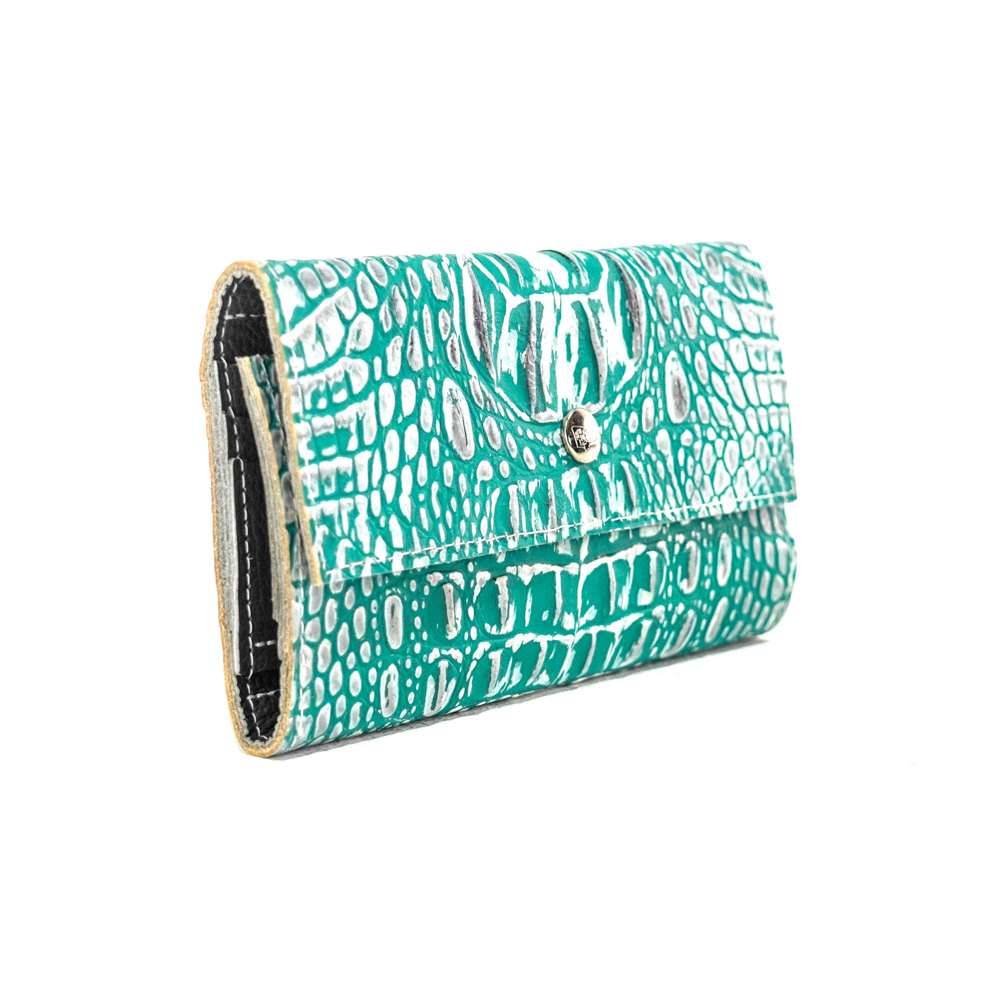Kacey Wallet - All Embossed w/ Turquoise Sand Croc-Kacey Wallet-Western-Cowhide-Bags-Handmade-Products-Gifts-Dancing Cactus Designs