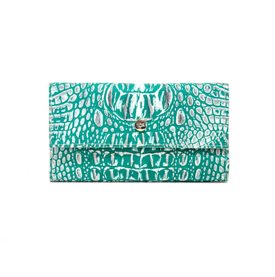 Kacey Wallet - All Embossed w/ Turquoise Sand Croc-Kacey Wallet-Western-Cowhide-Bags-Handmade-Products-Gifts-Dancing Cactus Designs