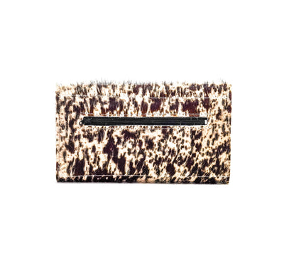 Kacey Wallet - Chocolate & White w/ Dark Chocolate Tool-Kacey Wallet-Western-Cowhide-Bags-Handmade-Products-Gifts-Dancing Cactus Designs