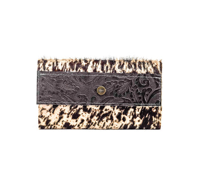 Kacey Wallet - Chocolate & White w/ Dark Chocolate Tool-Kacey Wallet-Western-Cowhide-Bags-Handmade-Products-Gifts-Dancing Cactus Designs