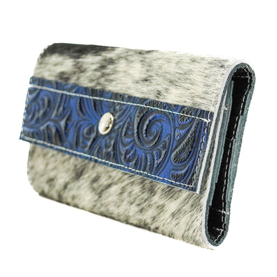 Kacey Wallet - Salt/Pepper w/ Midnight Caracole-Kacey Wallet-Western-Cowhide-Bags-Handmade-Products-Gifts-Dancing Cactus Designs