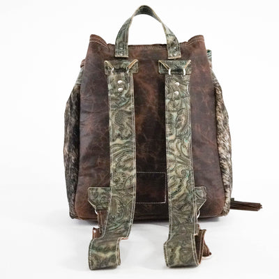 Kelsea Backpack - Brindle w/ Turquoise Autumn-Kelsea Backpack-Western-Cowhide-Bags-Handmade-Products-Gifts-Dancing Cactus Designs