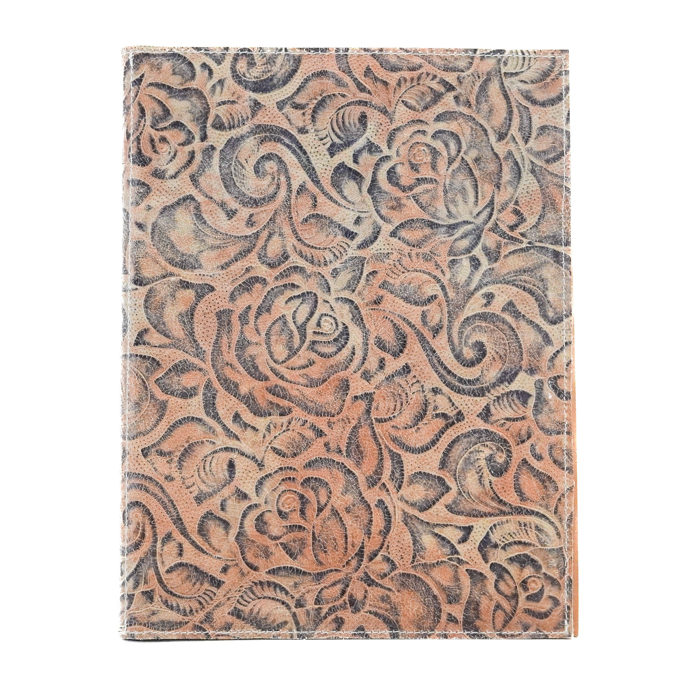 Large Notepad Cover - w/ Antique Sundance Roses-Large Notepad Cover-Western-Cowhide-Bags-Handmade-Products-Gifts-Dancing Cactus Designs