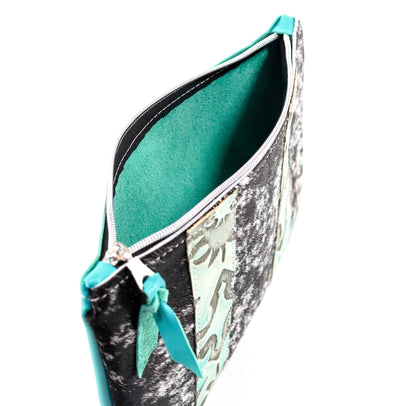 Mega Organizer - Black & White w/ Mint Laredo-Mega Organizer-Western-Cowhide-Bags-Handmade-Products-Gifts-Dancing Cactus Designs