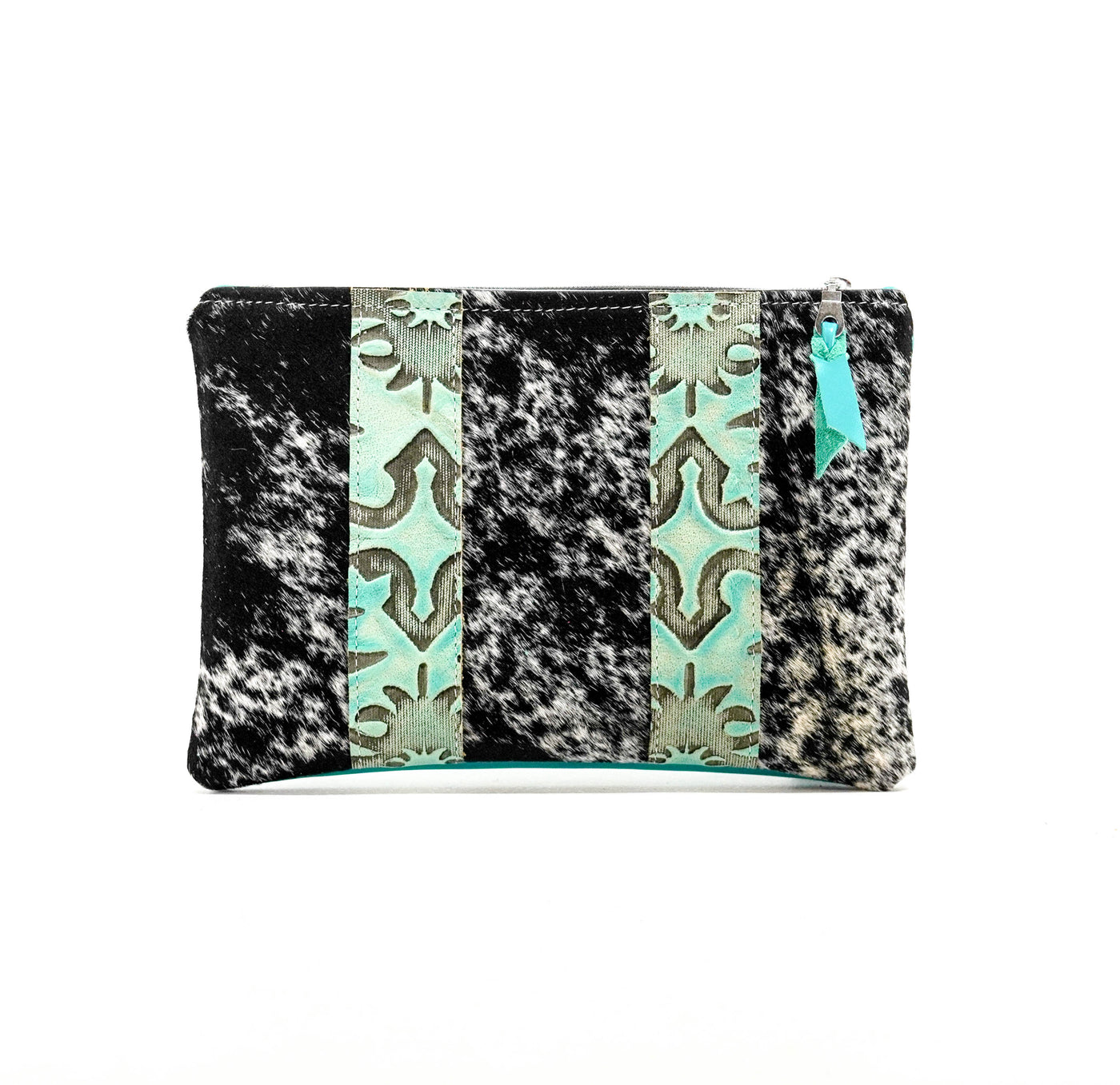 Mega Organizer - Black & White w/ Mint Laredo-Mega Organizer-Western-Cowhide-Bags-Handmade-Products-Gifts-Dancing Cactus Designs